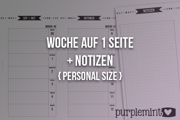 Black Planner Kit // Woche auf 1 Seite - Personal