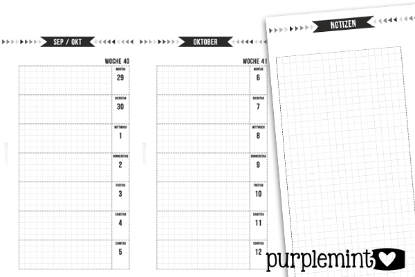 Black Planner Kit // Woche auf 1 Seite - Personal