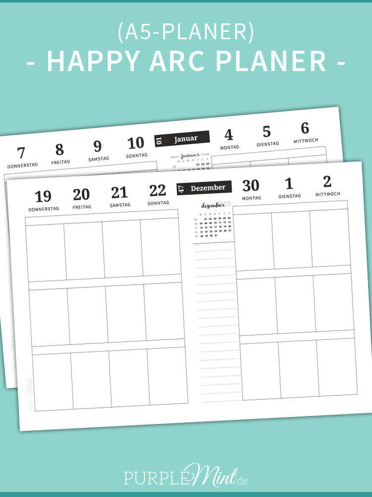Happy ARC Planer - A5 - Planner - Wo2p - Free Printable