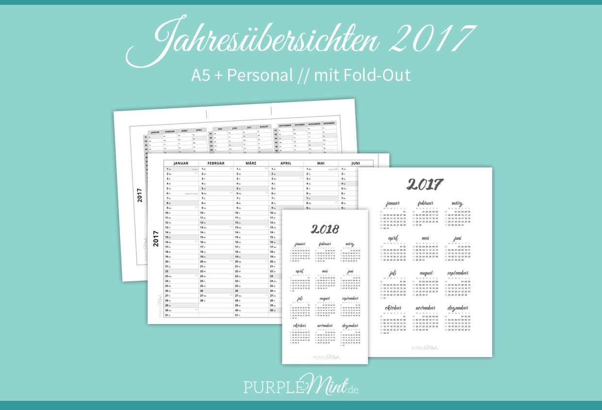 Freebie - Kalender - Jahresübersichten 2017 // A5 + Personal