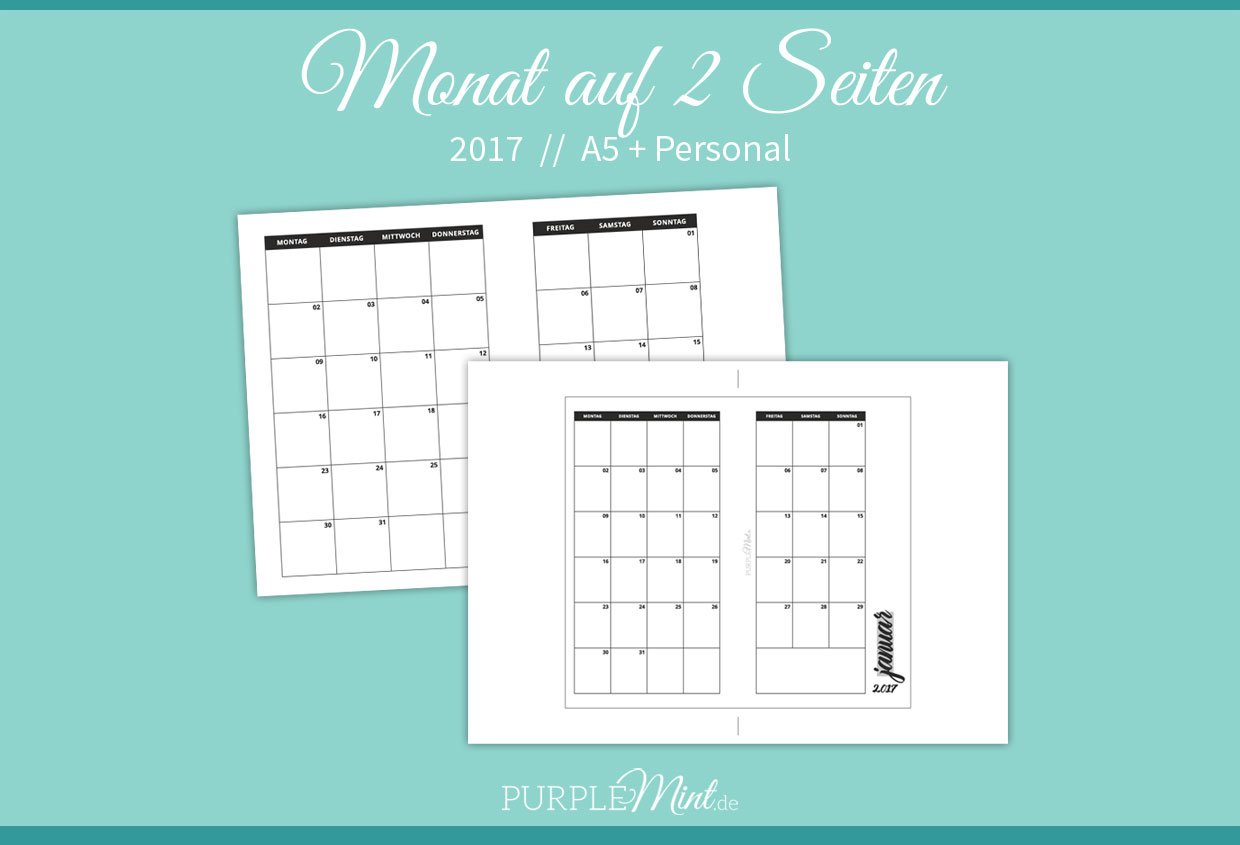 Freebie - Kalender 2017 - Mo2p - Monatsübersicht 2017 - A5 + Personal